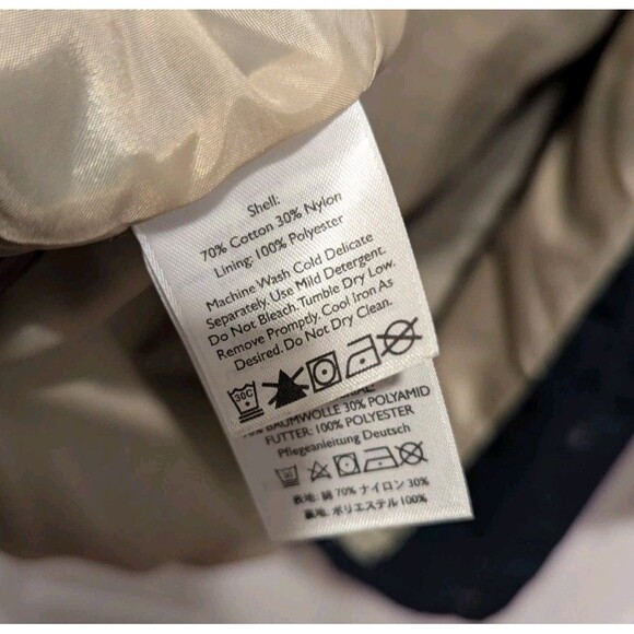 Vintage Eddie Bauer Women's Large Navy Blue Full Zip Nylon Rain Jacket Coat - Picture 9 of 10